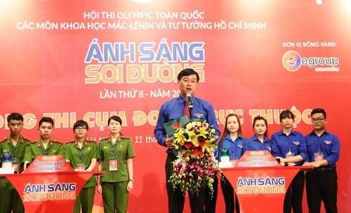 Đồng chí Lê Quốc Phong - Bí thư thứ nhất Trung ương Đoàn phát biểu khai mạc vòng thi cụm