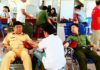 Đoàn viên, thanh niên Công an tỉnh tham gia ngày hội hiến máu tình nguyện.