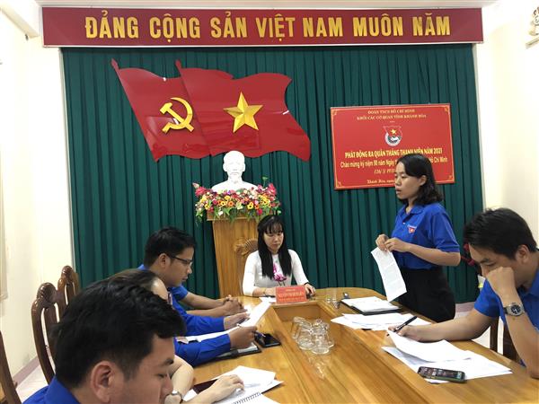 Đ/c Nguyễn Thị Xuân Thảo - Bí thư Đoàn Khối các cơ quan tỉnh Khánh Hòa phát động Tháng Thanh niên năm 2021